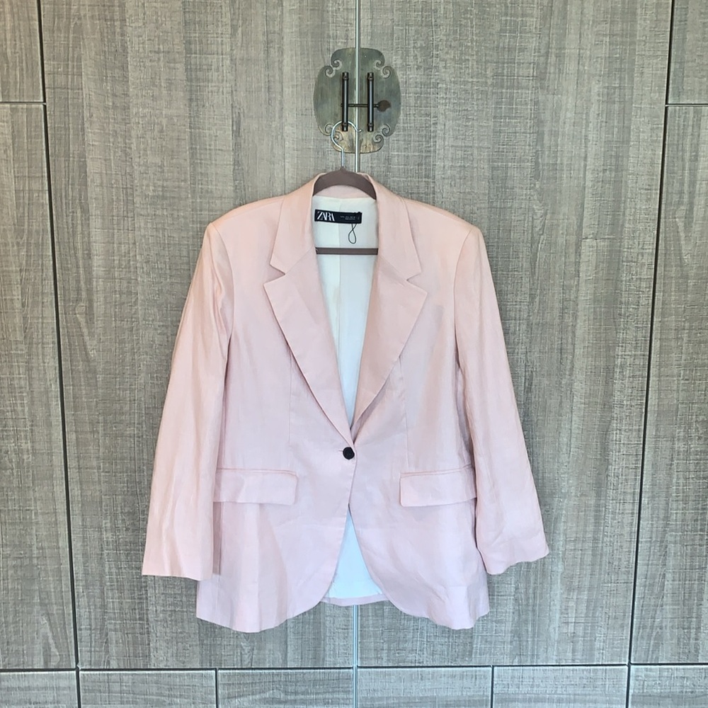Zara Blush‎ Oversized 100% Linen Blazer